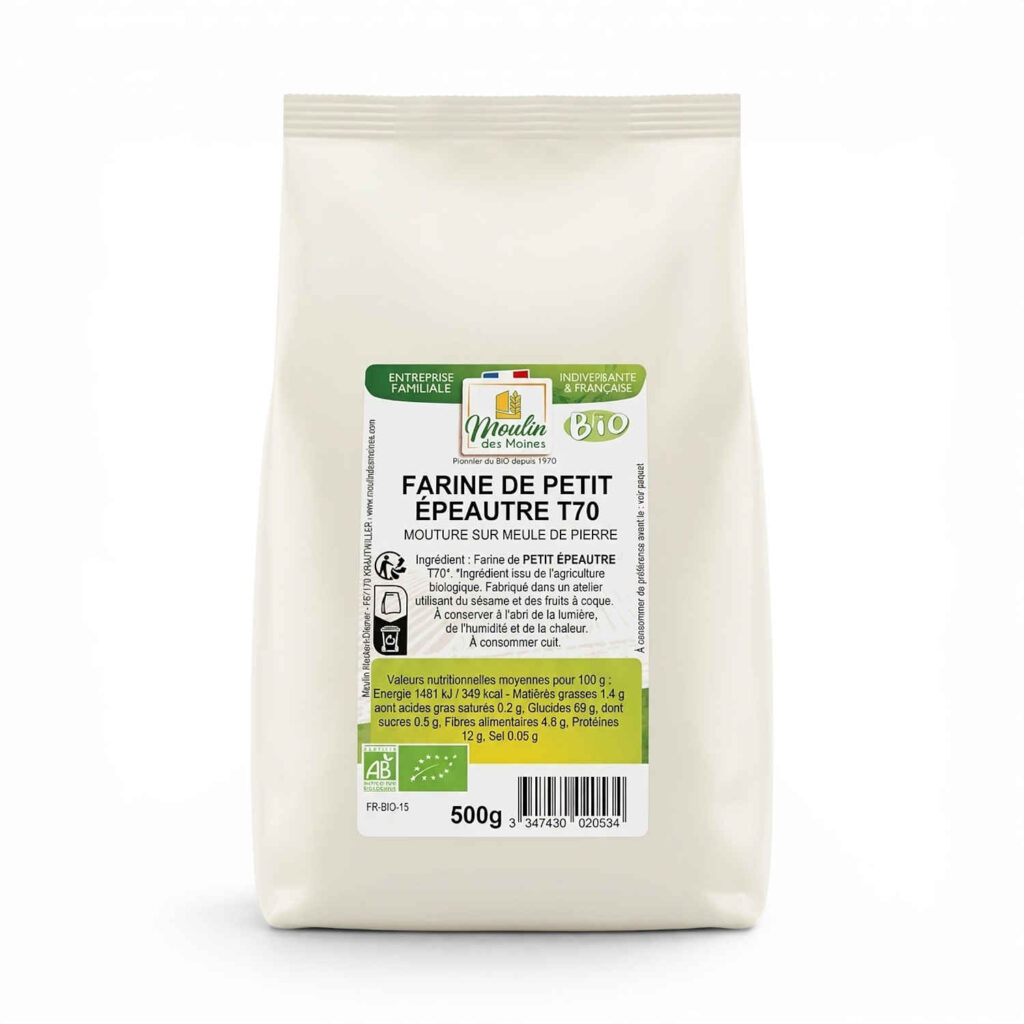 Farine de petit épeautre blanc T70 500 g Moulin des Moines