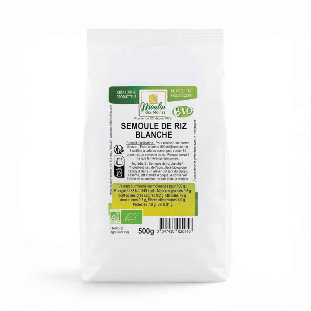 Semoule Riz Blanche 500gr Moulin des Moines