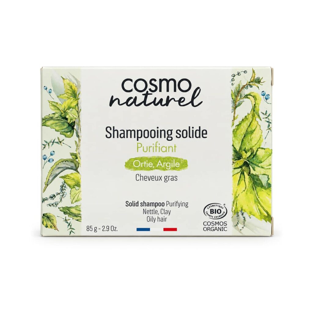 Shampooing solide purifiant ortie argile 85 g Cosmo Naturel