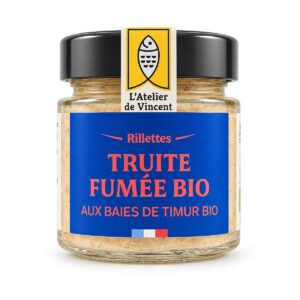 Rillettes de truite fumée baies Timur 100 g - L’Atelier de Vincent, Biomonde Lavaur