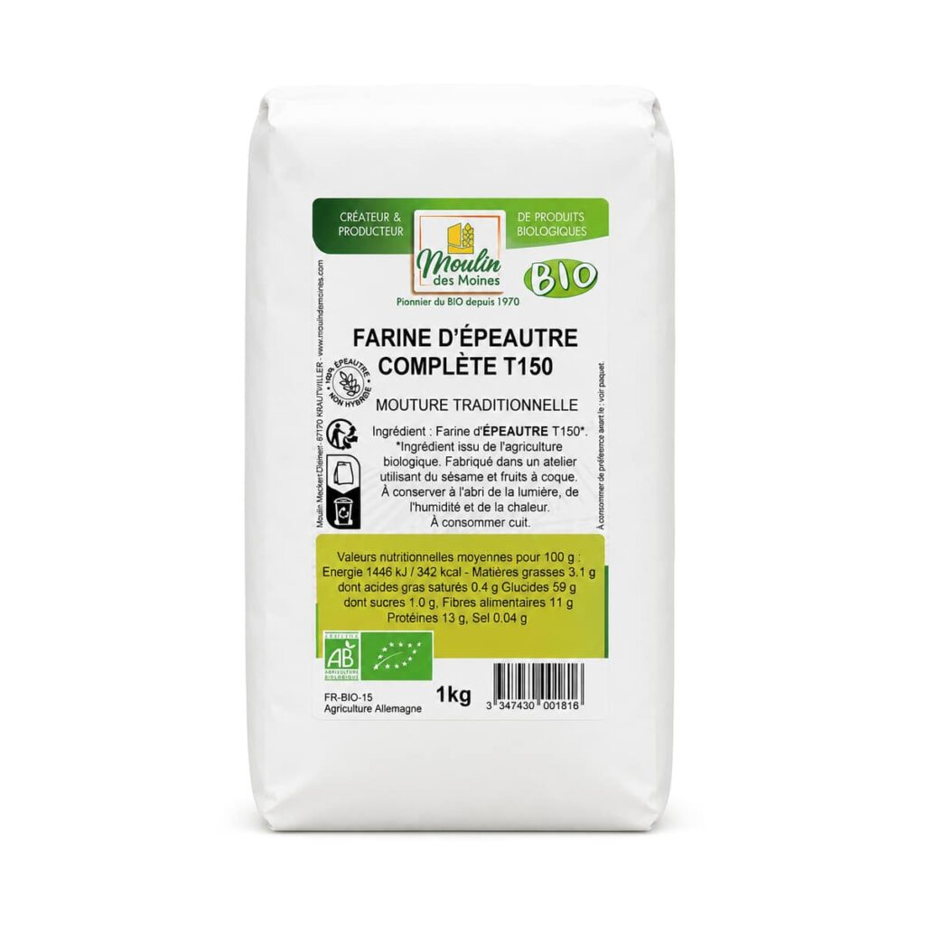Farine de grand épeautre complète T150 1 kg Moulin des Moines