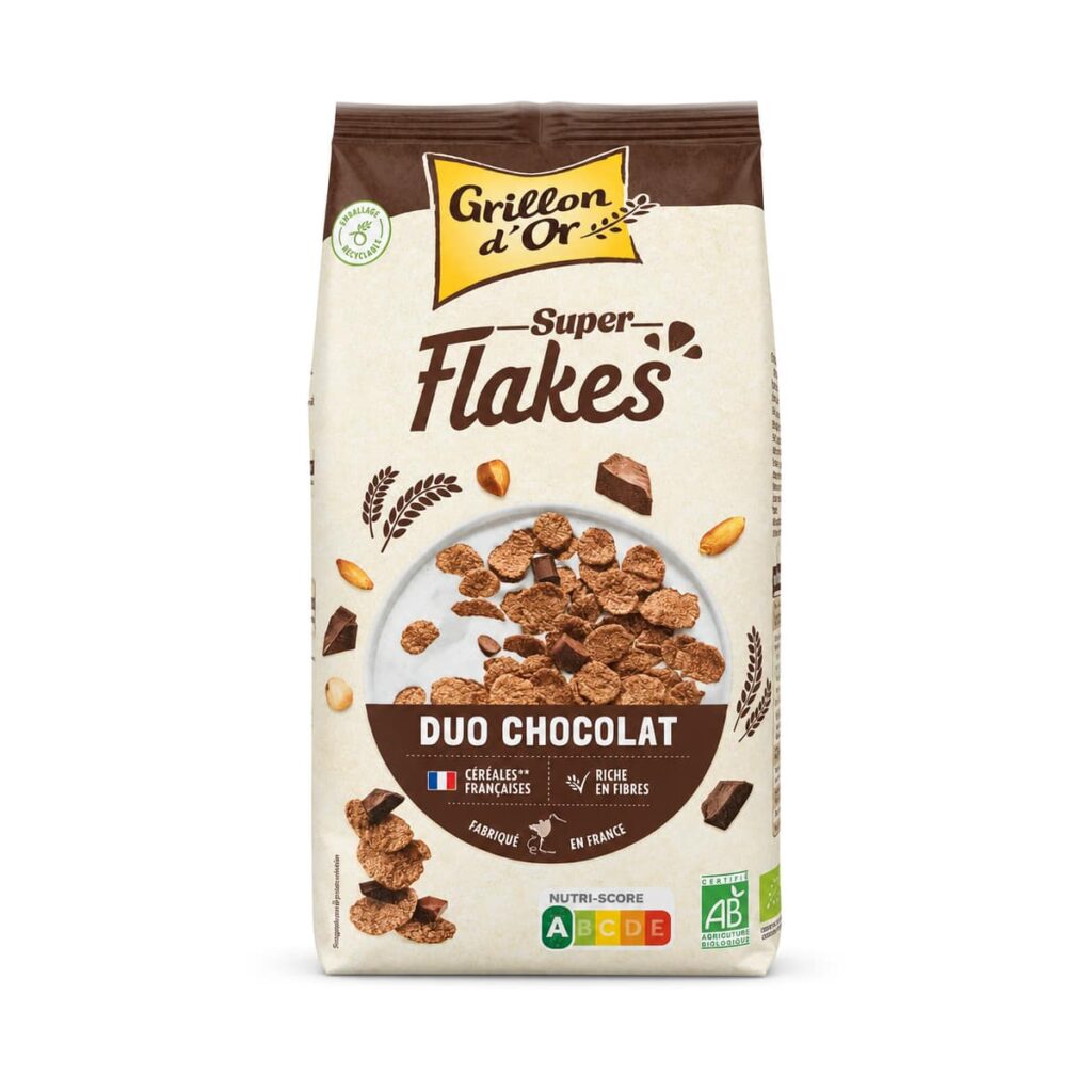 Céréales Super Flakes duo chocolat 375 g Grillon d’Or