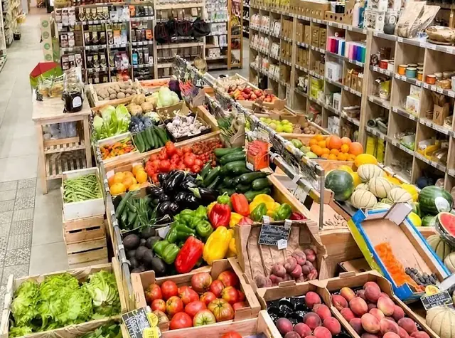 Le rayon fruits et légumes du magasin Biomonde de Lavaur